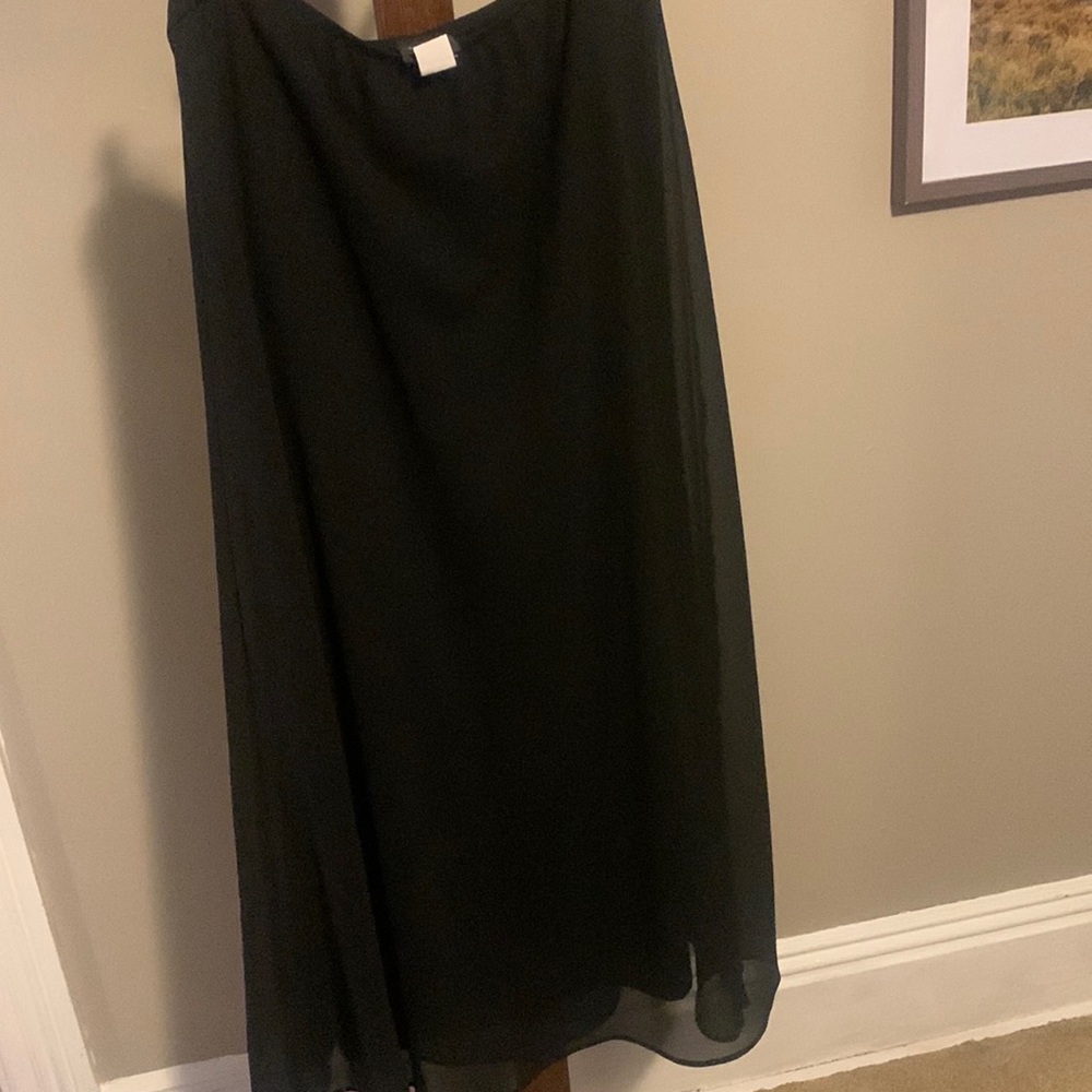 Black maxi skirt with sheer overlay.  18W